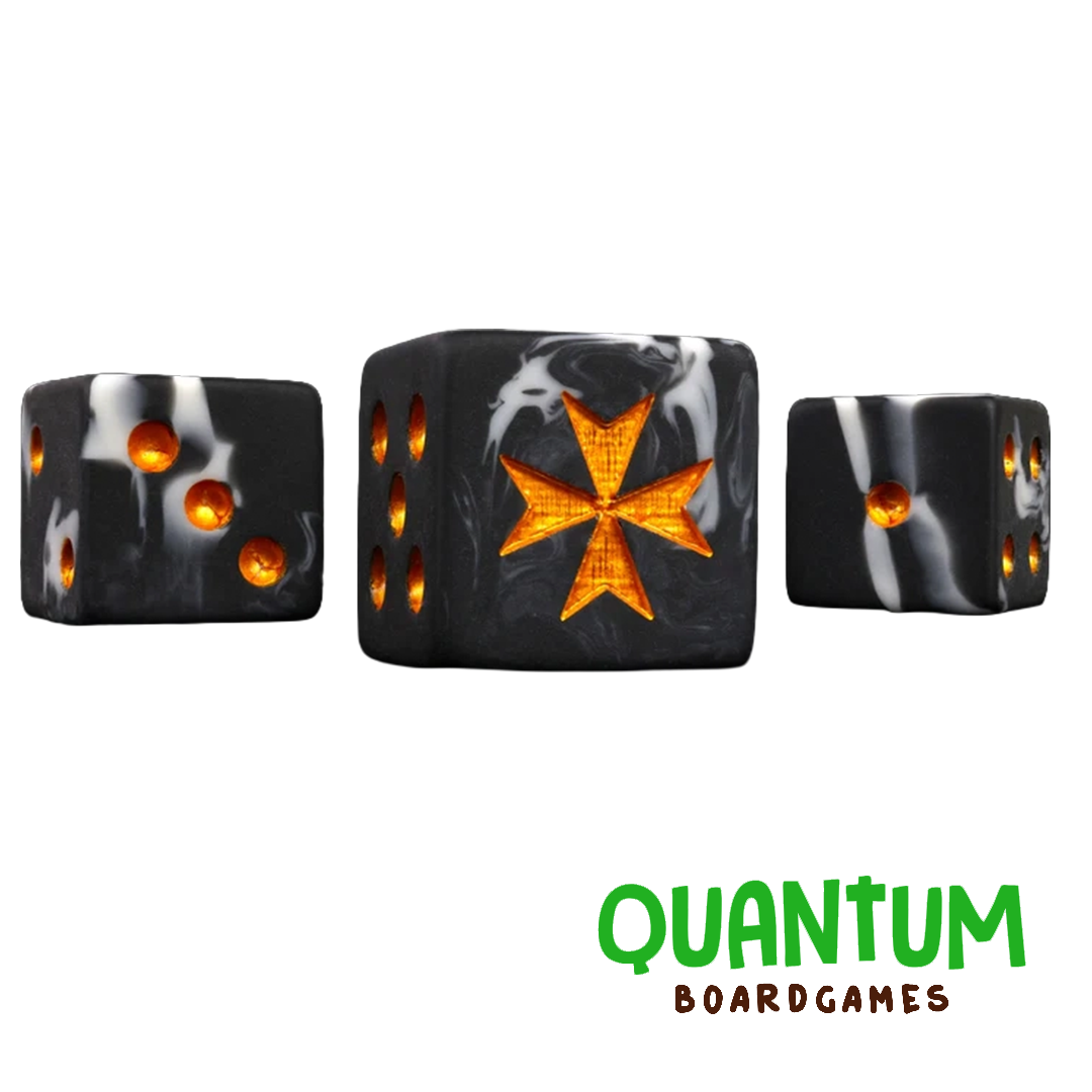 BARON OF DICE KNIGHTS TEMPLAR GOLD X25 DICE SQUARE CORNER (BLACK TEMPLARS)