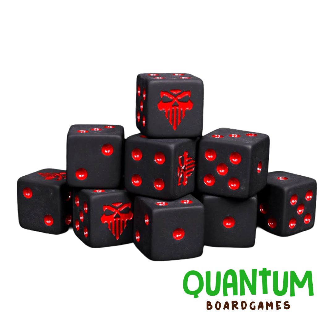 25 dados temáticos Bloodbound de Khorne, estilo agresivo con esquinas cuadradas para Warhammer 40K y Age of Sigmar