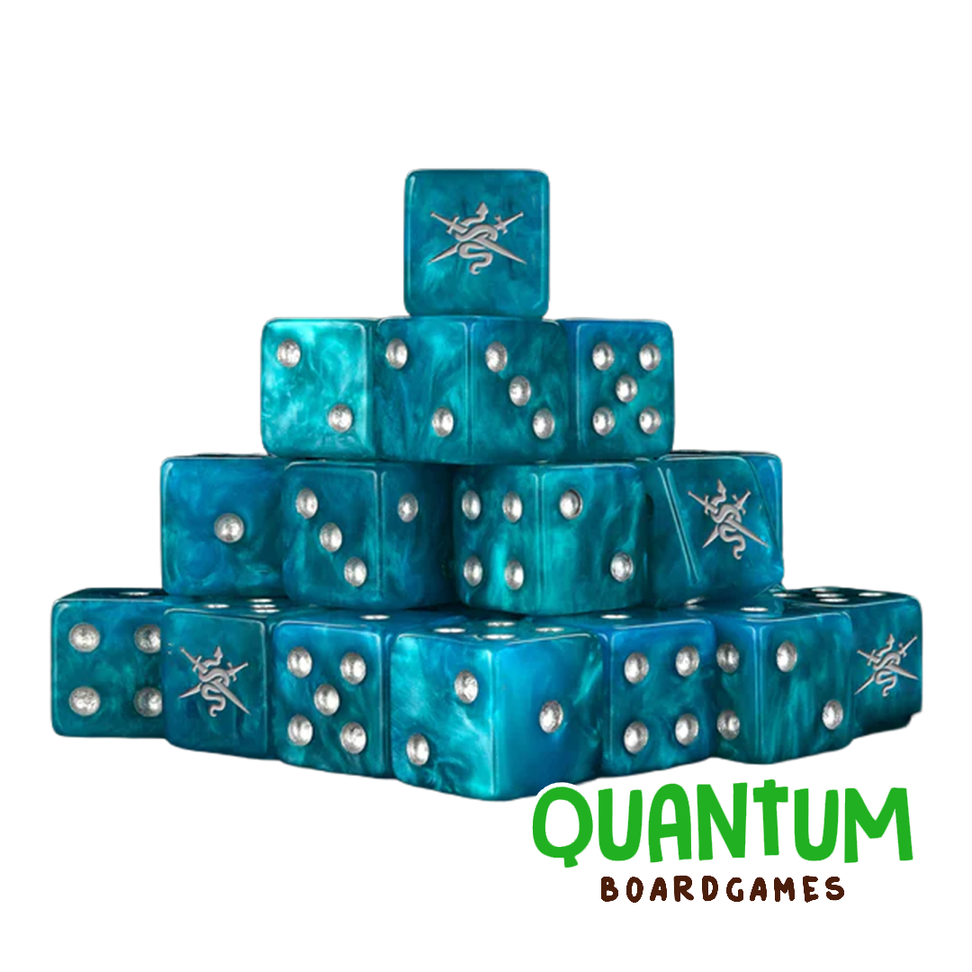 Conjunto 25 dados Baron of Dice Shadow Vipers azul Aeldari esquinas cuadradas Warhammer