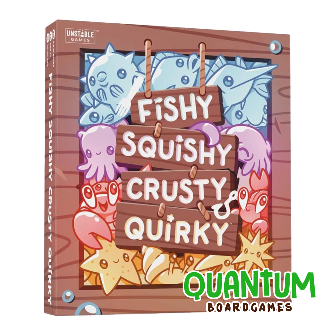 Cartas del juego Fishy Squishy Crusty Quirky con criaturas marinas coloridas