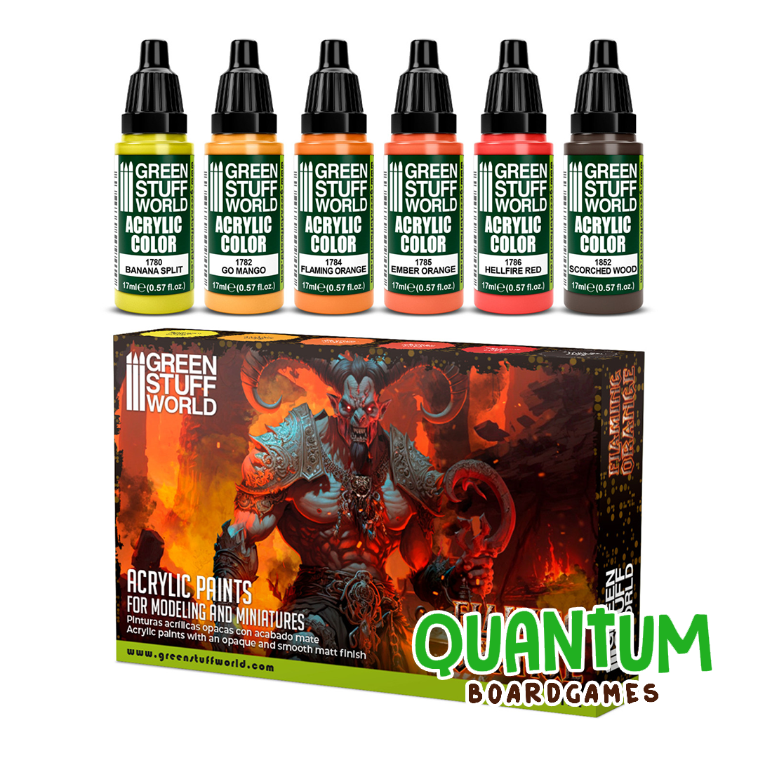 Green Stuff World: Paint Set Flaming Orange - 6 Botes