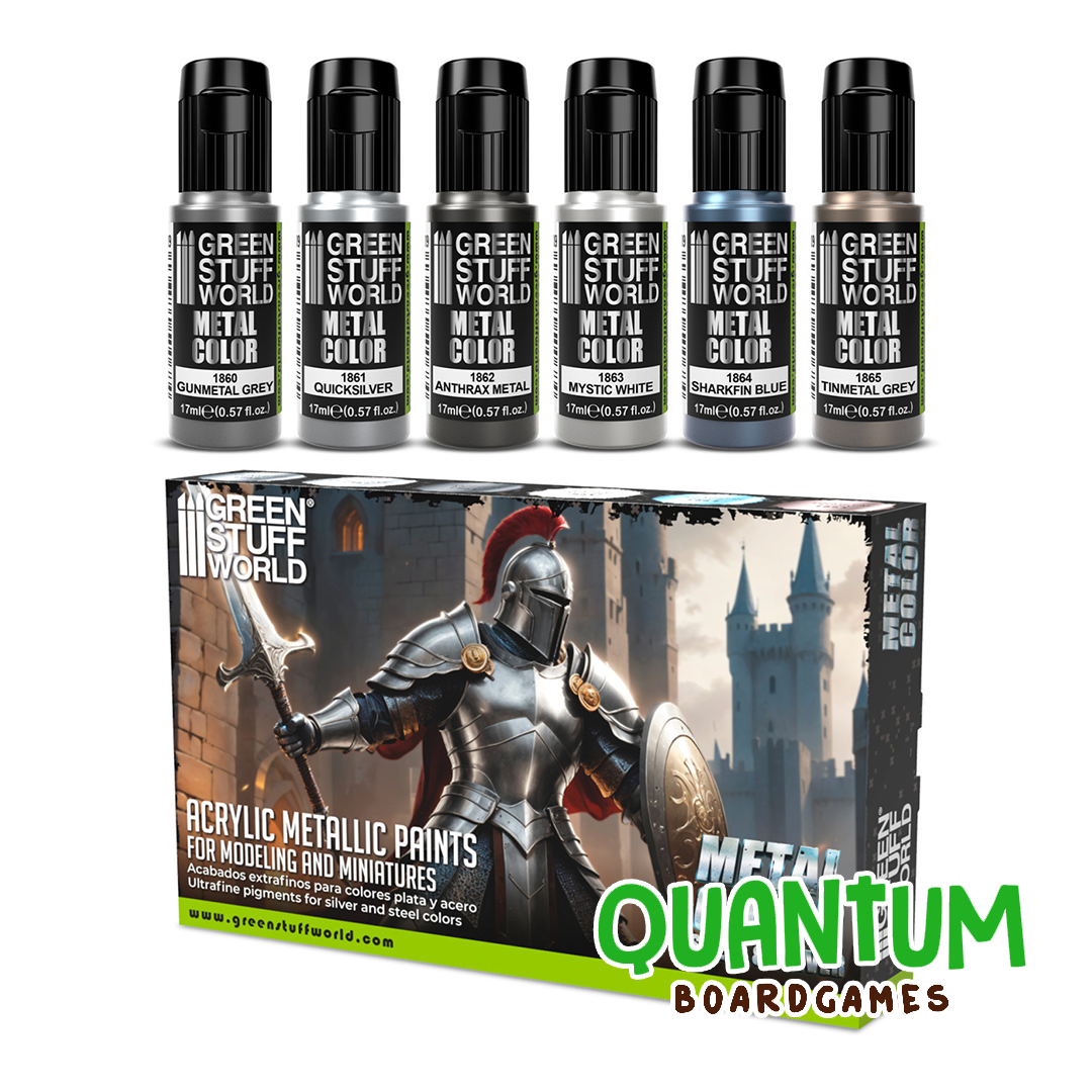 Green Stuff World: Paint Set Silver Metallics - 6 Botes