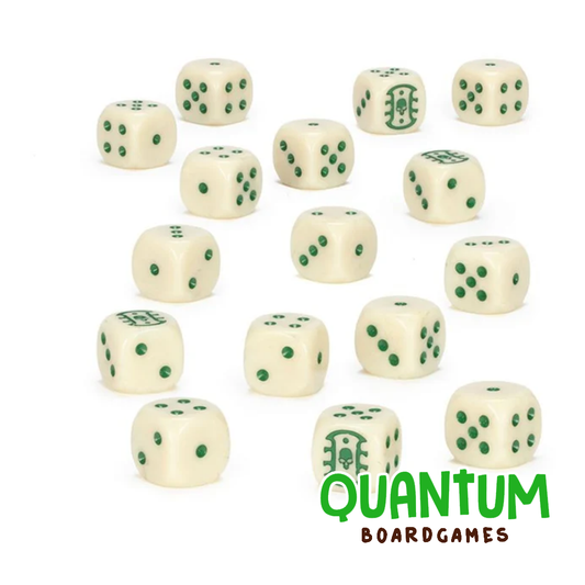 Dados temáticos oficiales Ossiarch Bonereapers Warhammer Age of Sigmar color hueso y negro