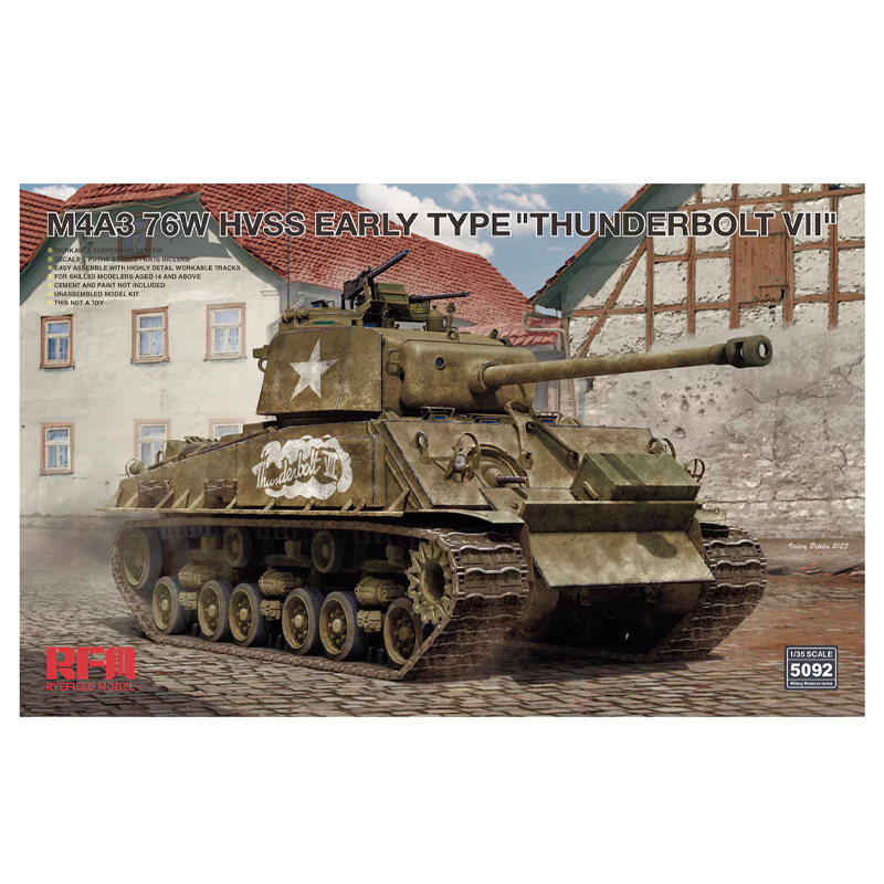 RYEFIELD MODELS M4A3 HVSS EARLY TYPE “THUNDERBOLT VII” 1/35