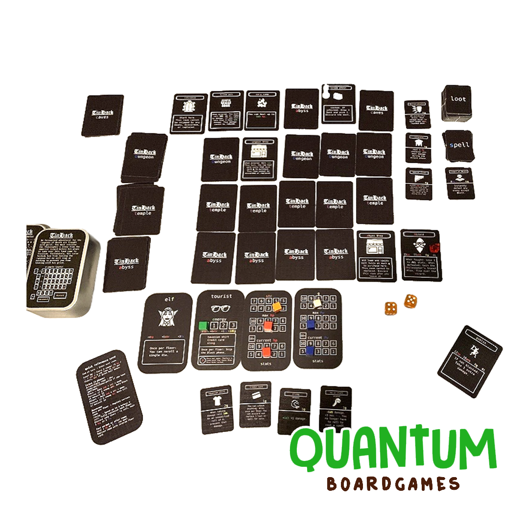 TinHack juego de mesa roguelike en lata por Tengu Mountain, juego solitario de aventura