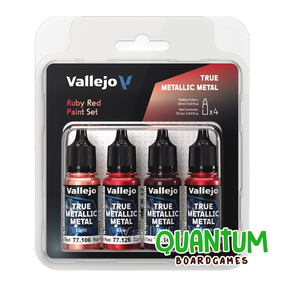 Set de pintura metálica rojo ruby Vallejo True Metallic 4 colores para miniaturas wargames