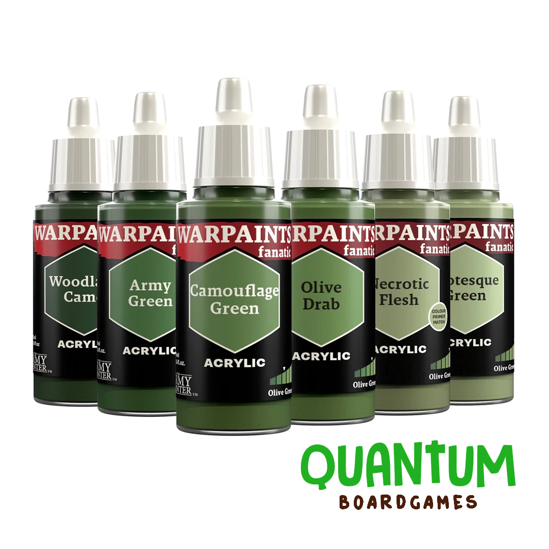 Set Warpaints Fanatic Triad Olive Greens de Army Painter para pintar miniaturas y wargames