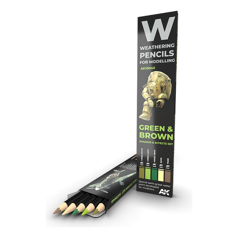 WATERCOLOR PENCIL SET GREEN AND BROWN SHADING EFFECTS