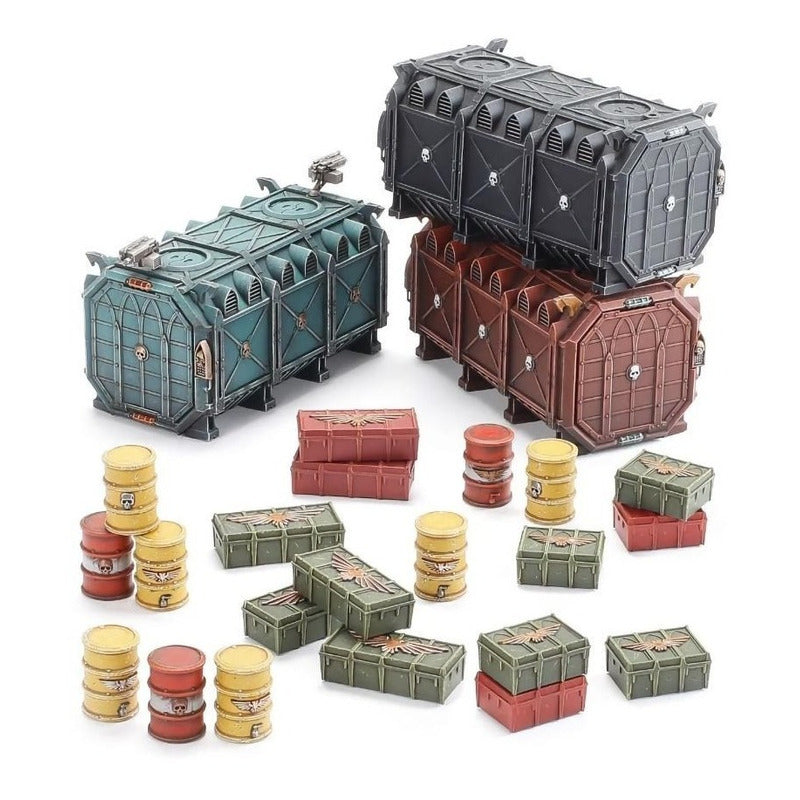 TERRAIN SET BATTLEZONE MANOFACTORUM MUNITORUM ARMORED CONTAINERS