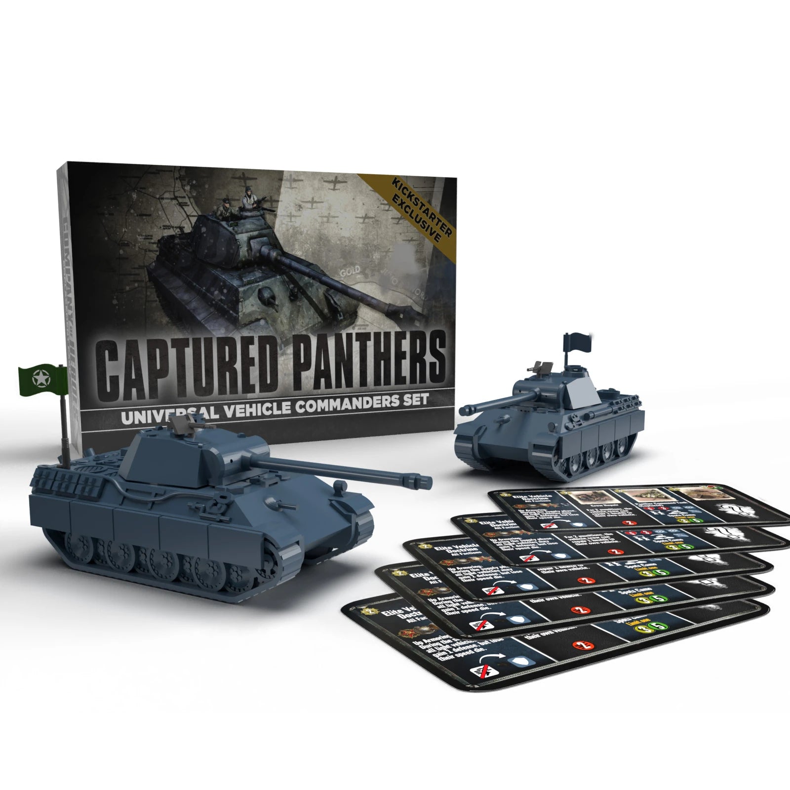 Captured Panther Set - Company of Heroes 2ª Edición con bases, torretas y cartas de comandante Quantum Boardgames