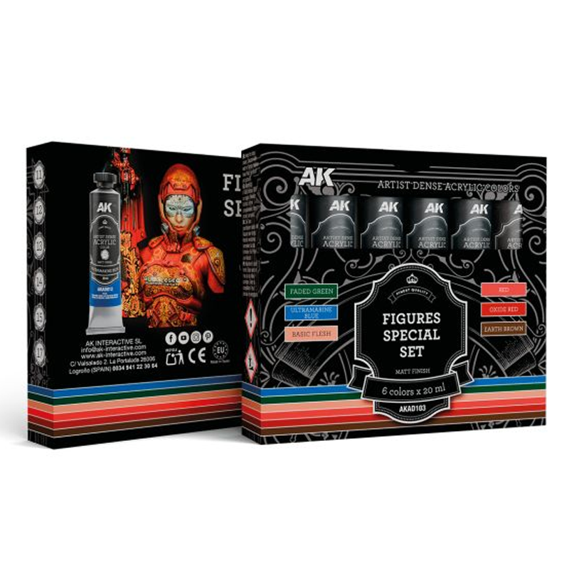 AK INTERACTIVE ARTIST DENSE ACRYLIC COLOR FIGURES SPECIAL SET (6 TUBES 20 ML)
