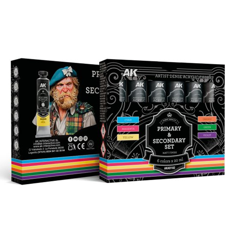 AK INTERACTIVE ARTIST DENSE ACRYLIC COLOR PRIMARY AND SECONDARY SET (6 TUBES 20 ML)