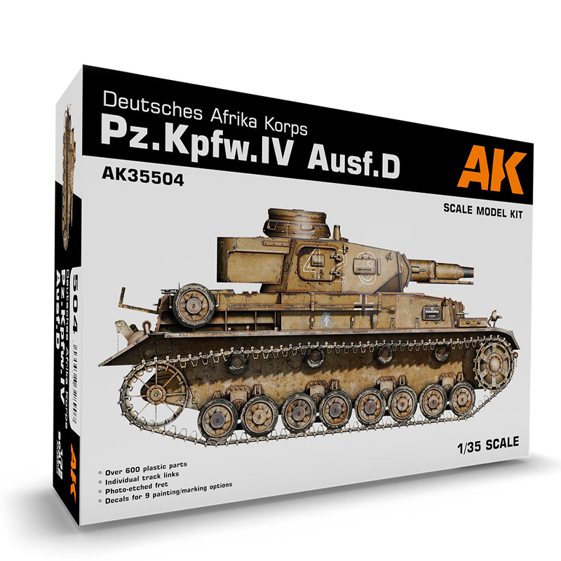 AK INTERACTIVE 1/35 PZ.KPFW.IV AUSF.D DEUTSCHE AFRIKA KORPS PLASTIC MODEL KIT