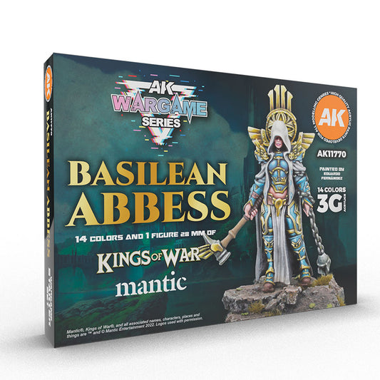 AK INTERACTIVE WARGAME SERIES SIGNATURE STARTER - BASILEAN ABBESS, 14 COLORS & 1 FIGURE