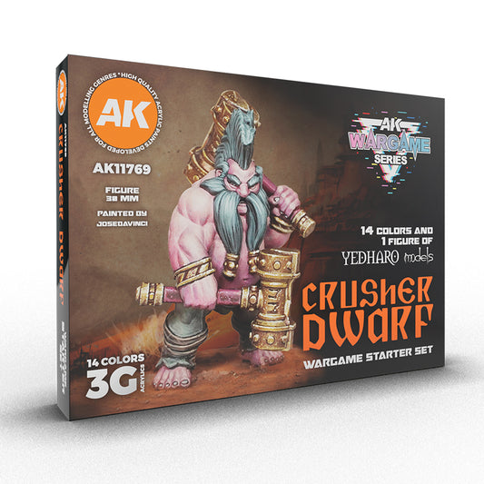 AK INTERACTIVE WARGAME STARTER SET - CRUSHER DWARF (14 COLORS & 1 FIGURE)