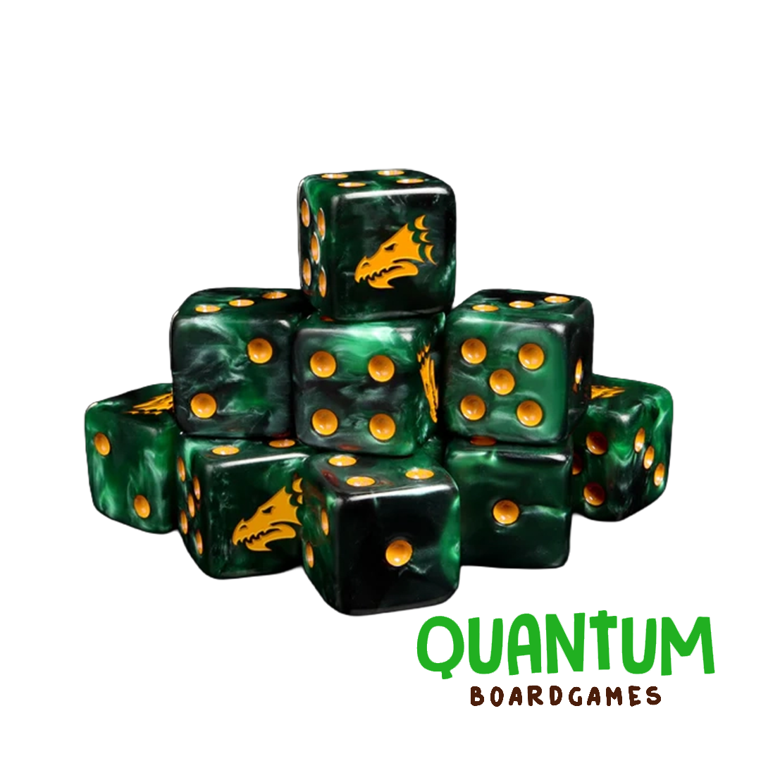 BARON OF DICE DRAKE GREEN AND GOLD X25 DICE SQUARE CORNER (SALAMANDERS)