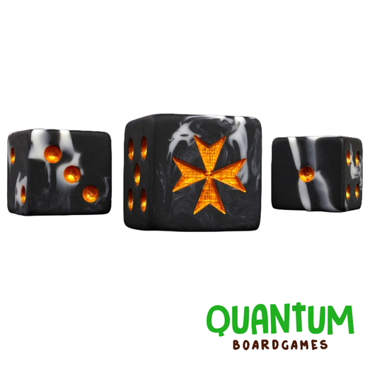 BARON OF DICE KNIGHTS TEMPLAR GOLD X25 DICE SQUARE CORNER (BLACK TEMPLARS)