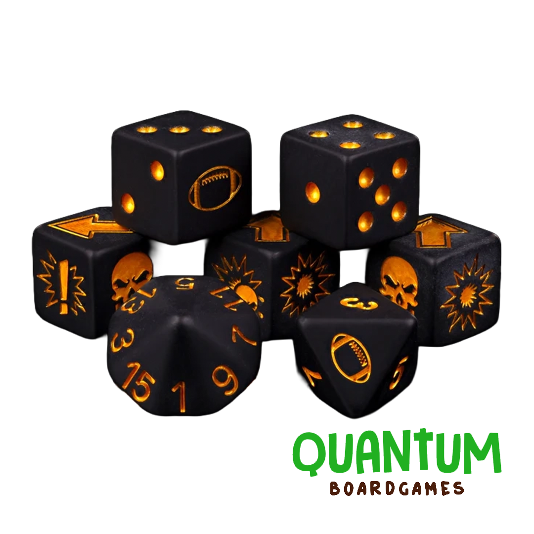 BARON OF DICE MATTE BLACK BLOOD BOWL DICE (SET OF 7) 1 SET  FOOTBALL