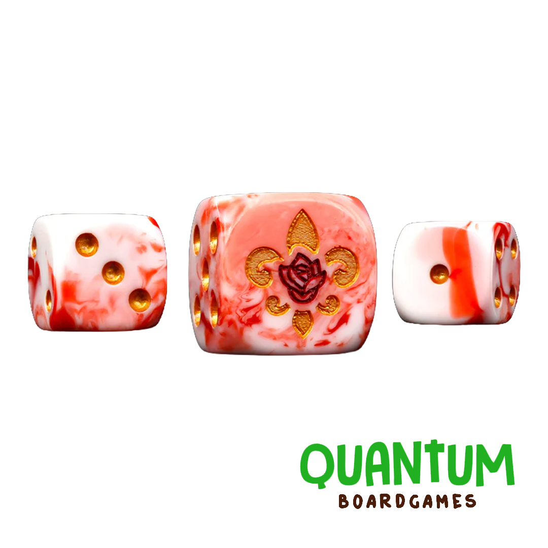 Set 25 dados Baron of Dice Fleur De Lis Bloody Rose Adepta Sororitas Warhammer