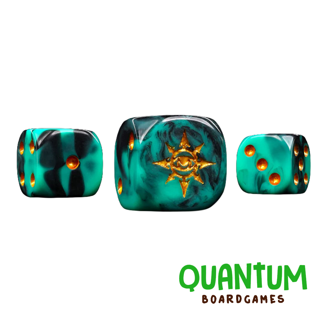 Set 25 dados Eye of Chaos Aquamarine Round Corner Baron of Dice Warhammer
