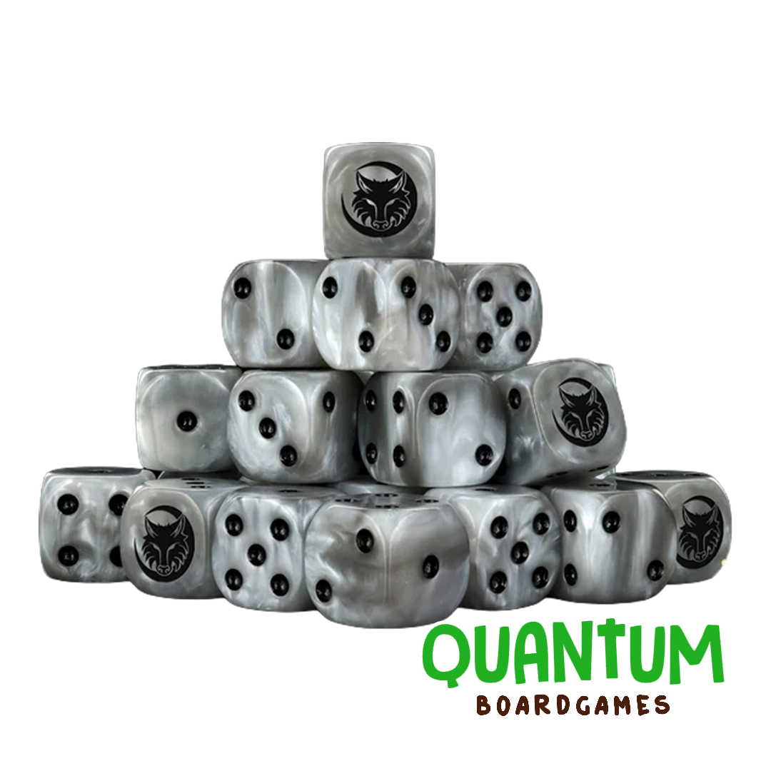 Set de 25 dados Howling Wolf Grey Shadow estilo Space Wolves Warhammer con esquinas redondeadas