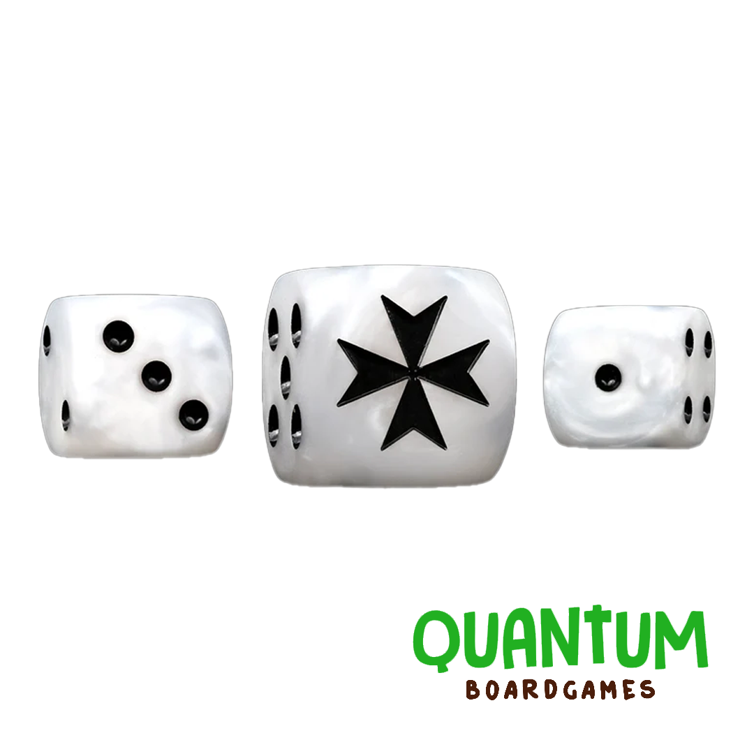 25 dados temáticos Black Templars blancos Baron of Dice para Warhammer 40K