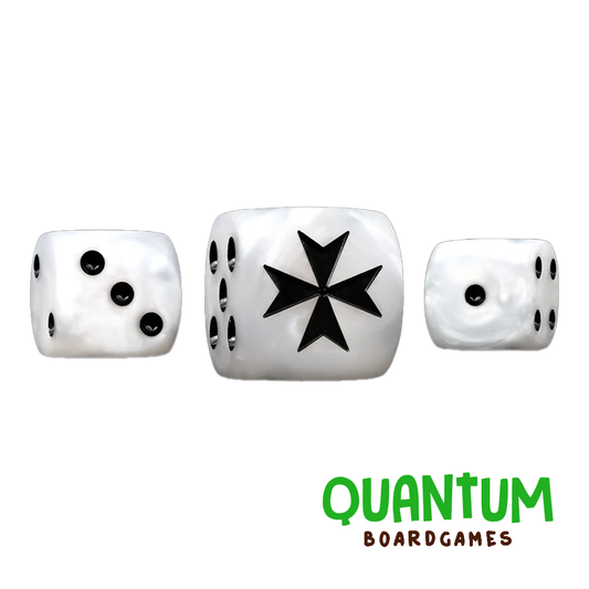 25 dados temáticos Black Templars blancos Baron of Dice para Warhammer 40K
