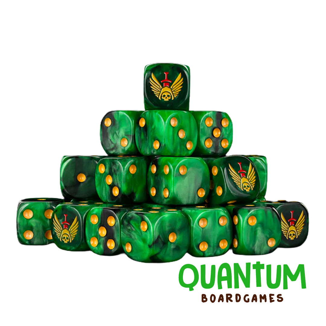 Conjunto de 25 dados Dark Angels 16mm Baron of Dice para Warhammer con esquinas redondeadas