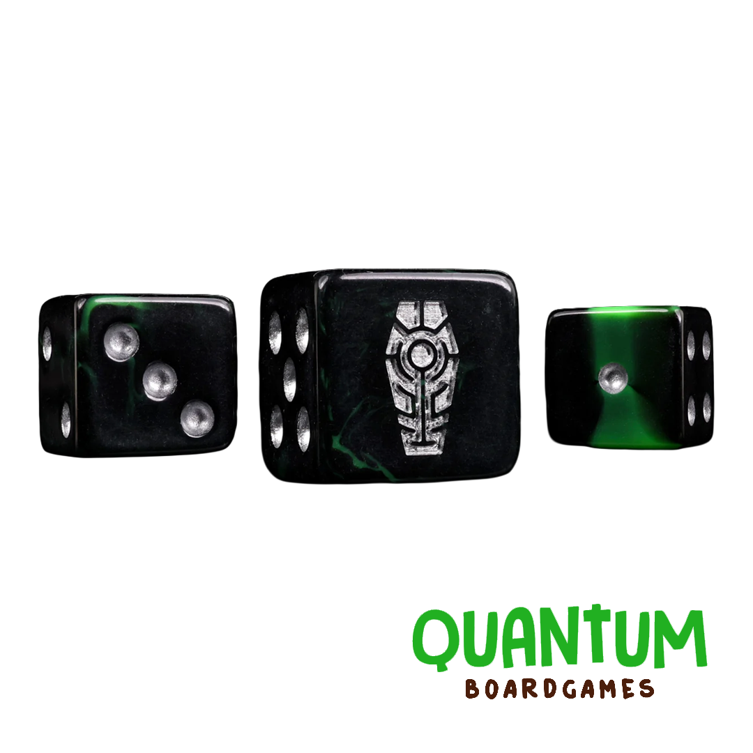 25 dados Necron Silver Coffin Day of the Dead esquinas cuadradas Warhammer 40K Baron of Dice