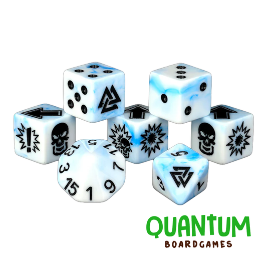 Baron of Dice: White Ice - Blood Bowl Dice (Set of 7)