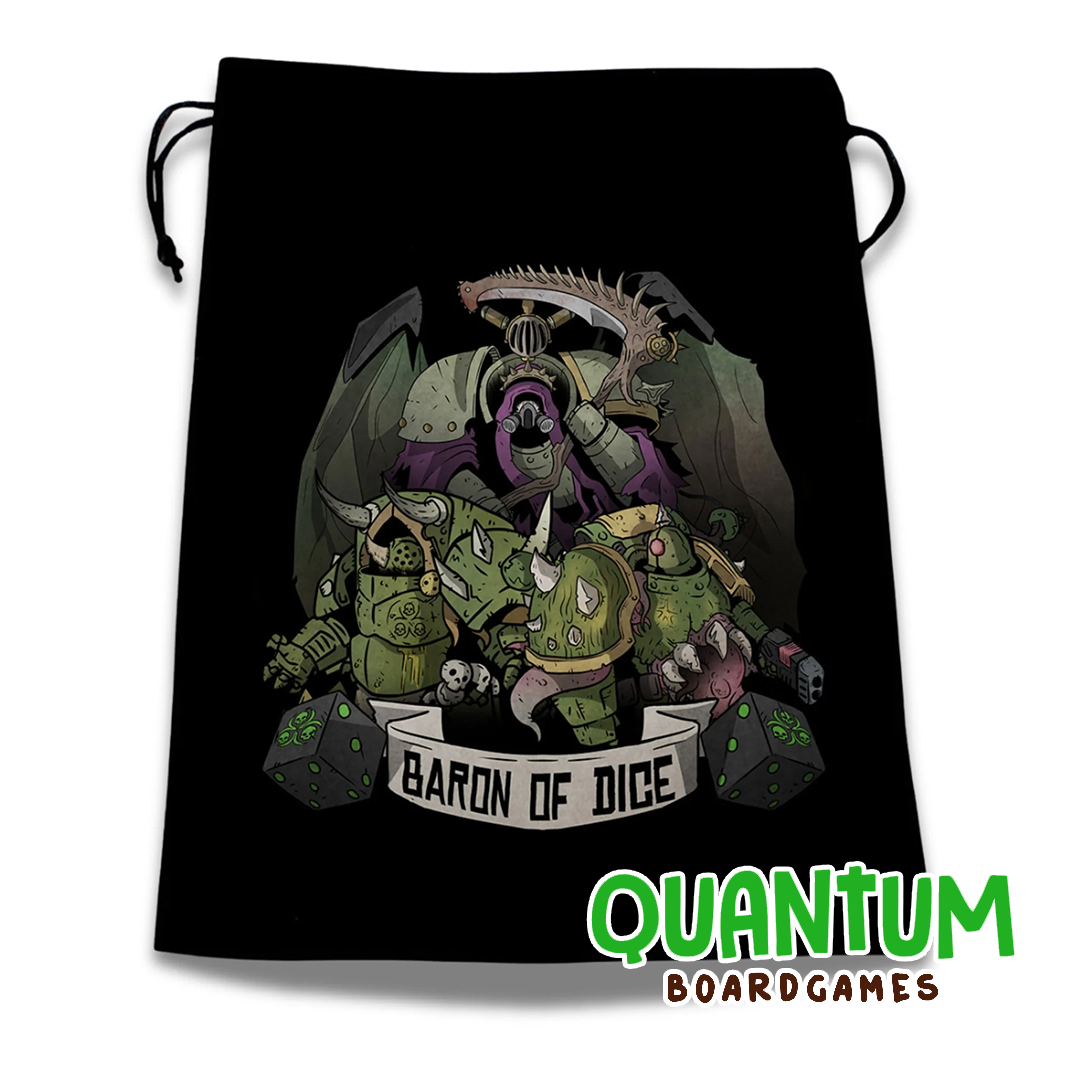 Bolsa de dados Baron of Dice Plague Death Guard, 25 dados teal y morado para Warhammer 40K