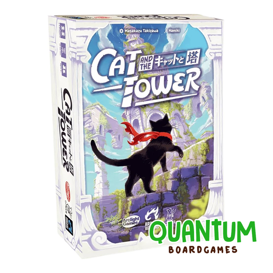 Cat and Tower juego de equilibrio con torre y piezas de gato en caja inglesa