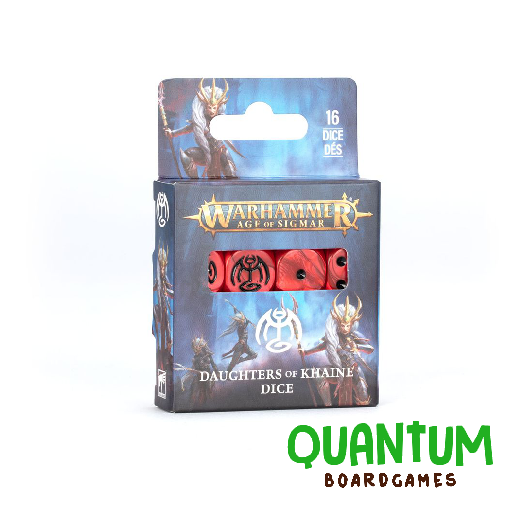 Dados oficiales Daughters of Khaine Warhammer Age of Sigmar diseño temático Khainite