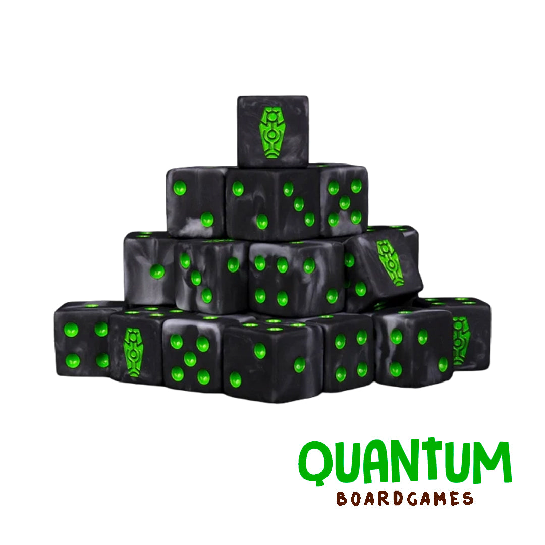 BARON OF DICE DAY OF THE DEAD DICE GREEN COFFIN X25 DICE SQUARE CORNER (NECRONS)