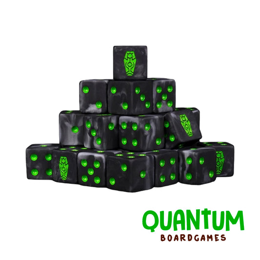 BARON OF DICE DAY OF THE DEAD DICE GREEN COFFIN X25 DICE SQUARE CORNER (NECRONS)