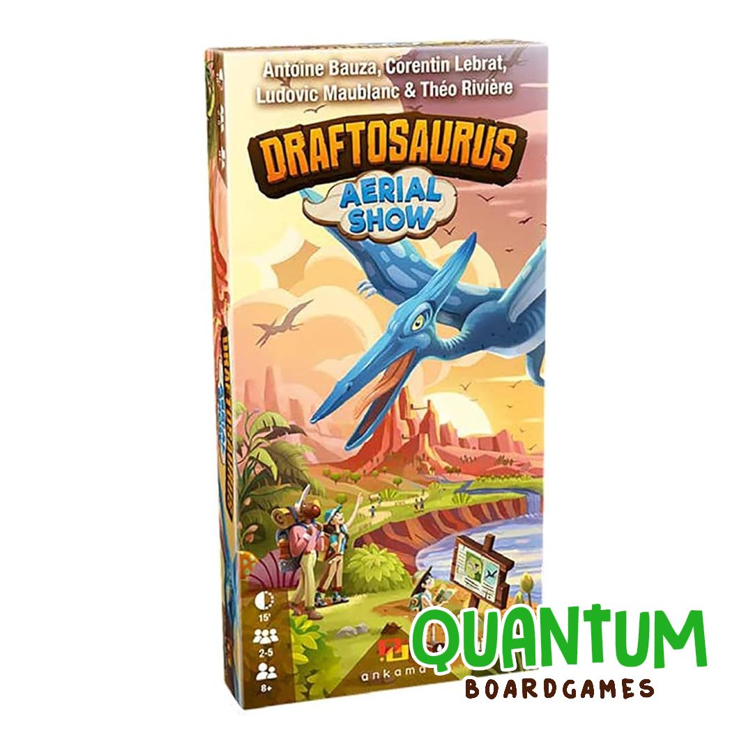 Caja expansión Draftosaurus Aerial Show con dinosaurios voladores ilustrados
