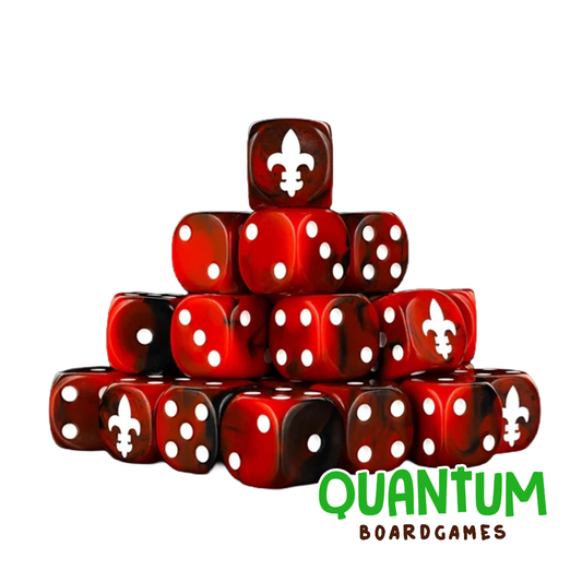 BARON OF DICE FLEUR DE LIS RED X25 DICE SQUARE CORNER (ADEPTA SORORITAS)