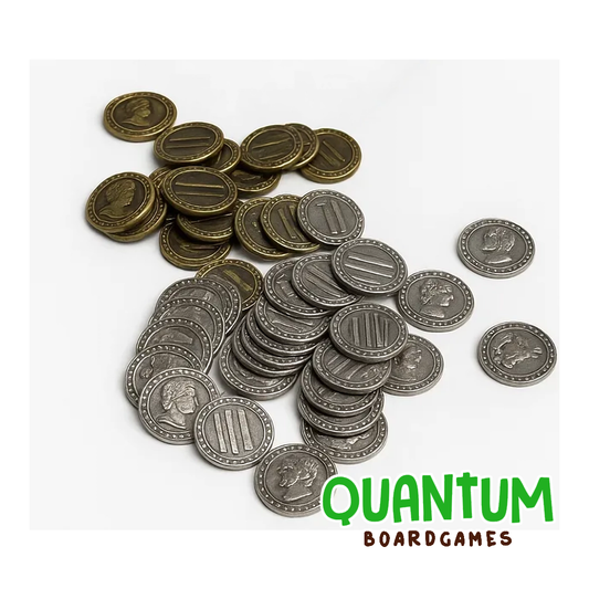 Monedas metálicas doradas y plateadas para juego de mesa Foundations of Rome, accesorios premium