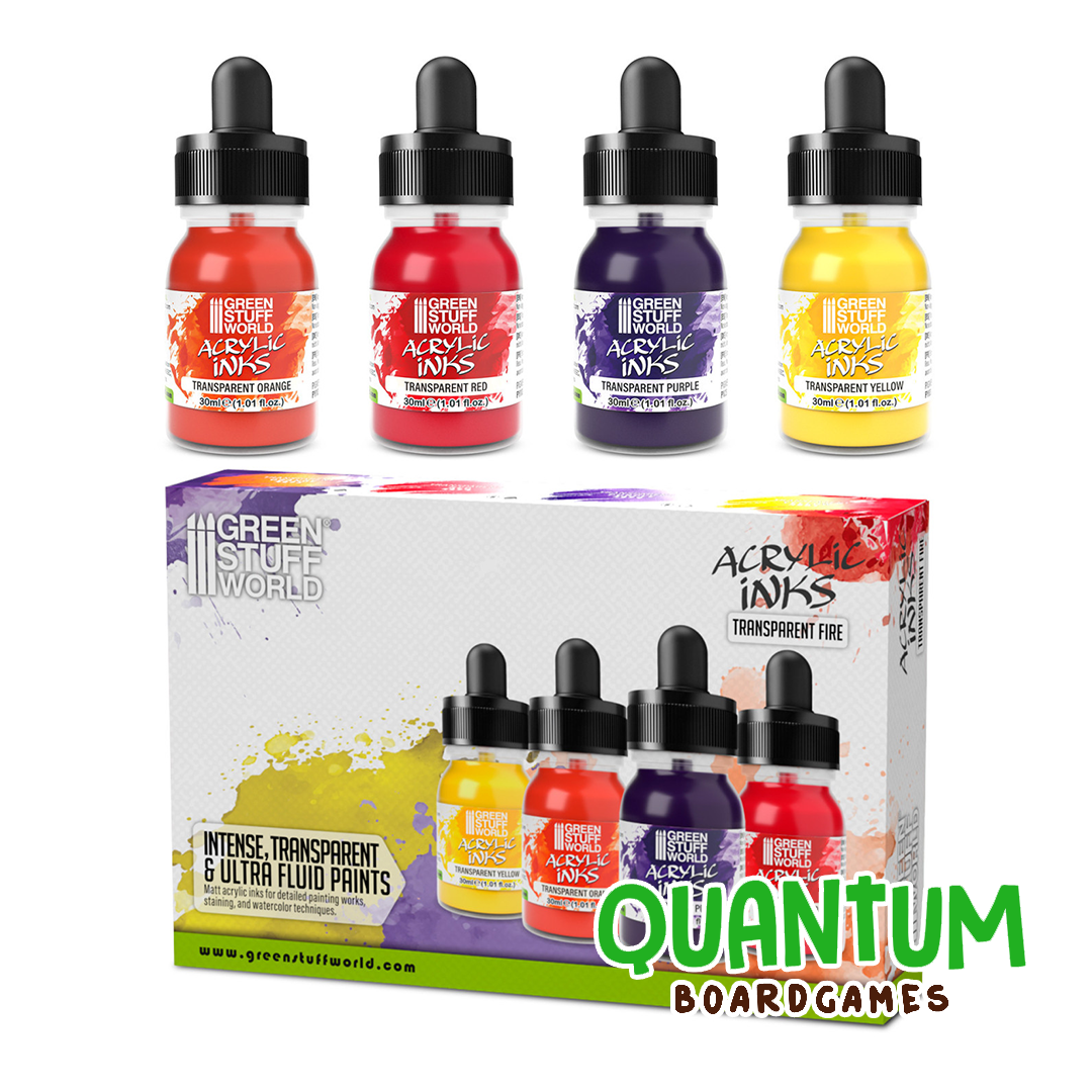 Green Stuff World: Paint Set Acrylic Inks – Transparent Fire – 4 Botes
