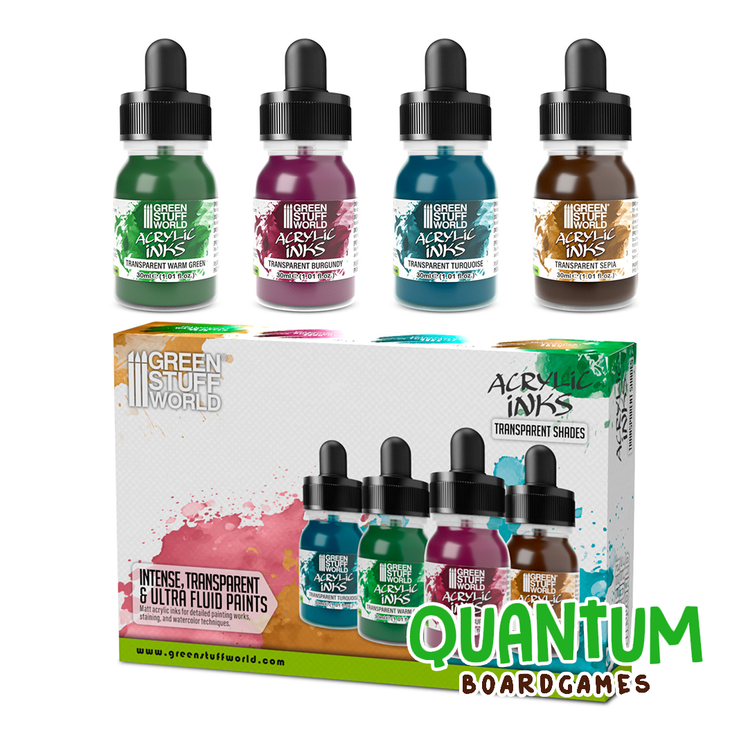 Green Stuff World: Paint Set Acrylic Inks – Transparent Shades – 4 Botes