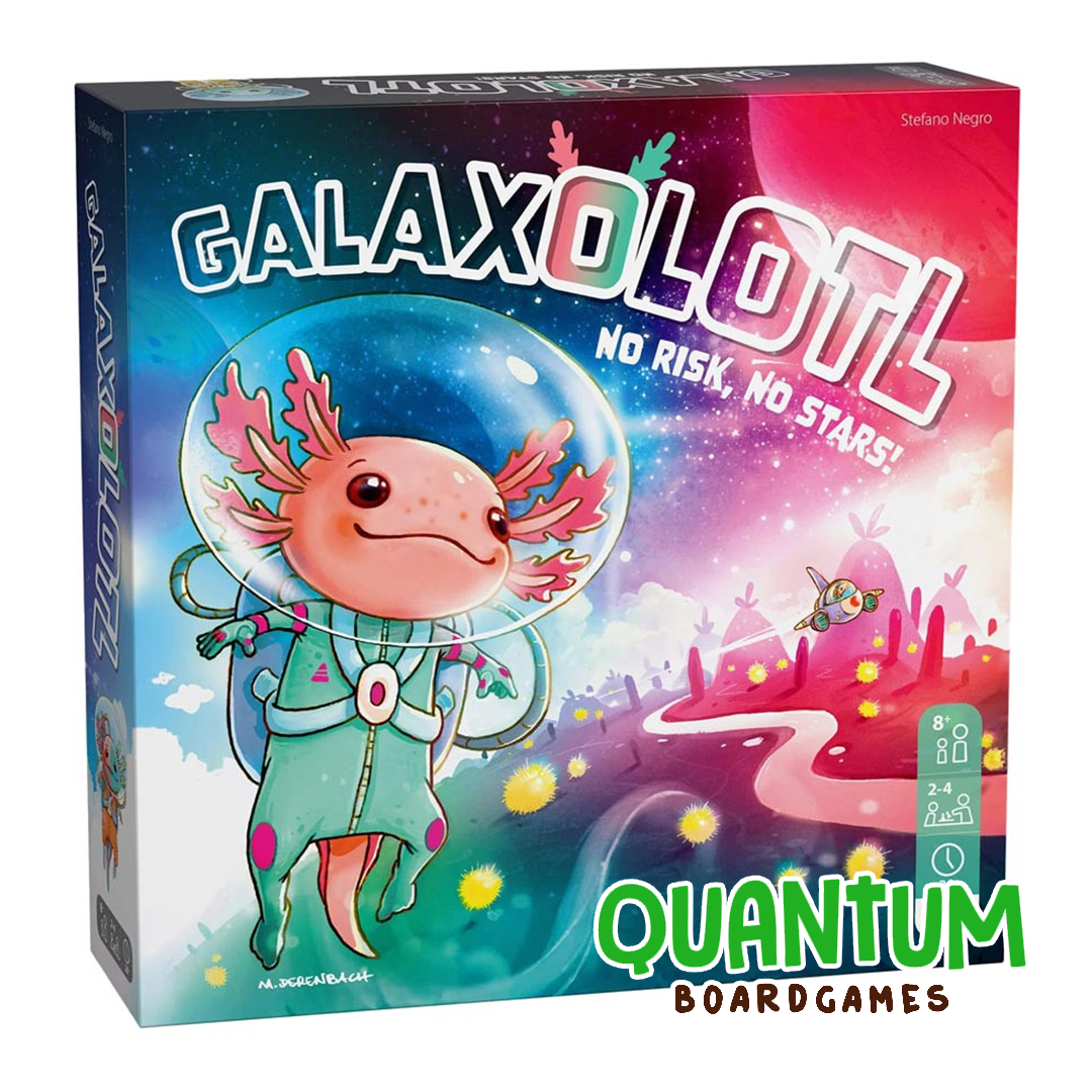 Galaxolotl juego de mesa estrategia HABA, componentes coloridos y caja de presentación