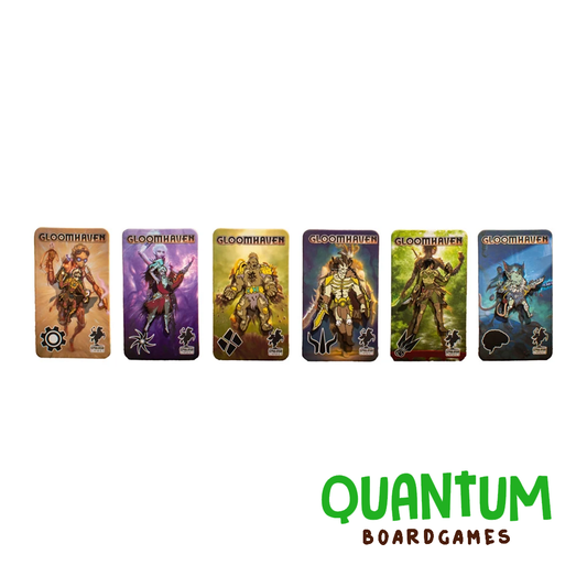 Set de pines coleccionables oficiales de Gloomhaven con personajes y símbolos del juego