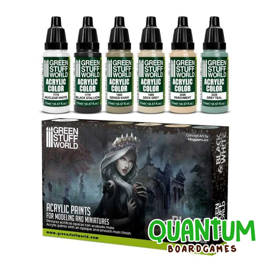 Green Stuff World: Paint Set Black and White - 6 Botes