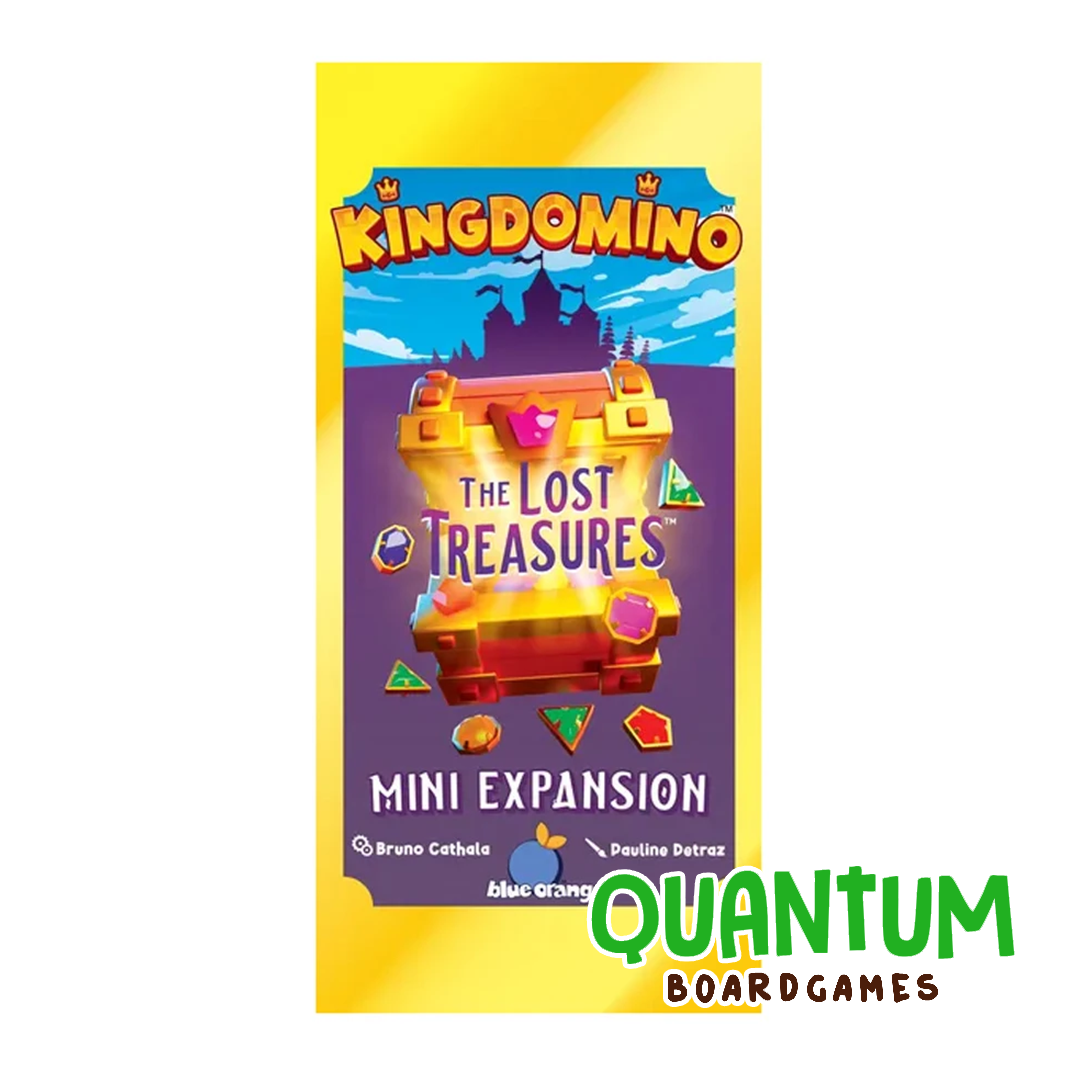 Kingdomino The Lost Treasures Expansion caja con fichas de tesoro y gemas coleccionables
