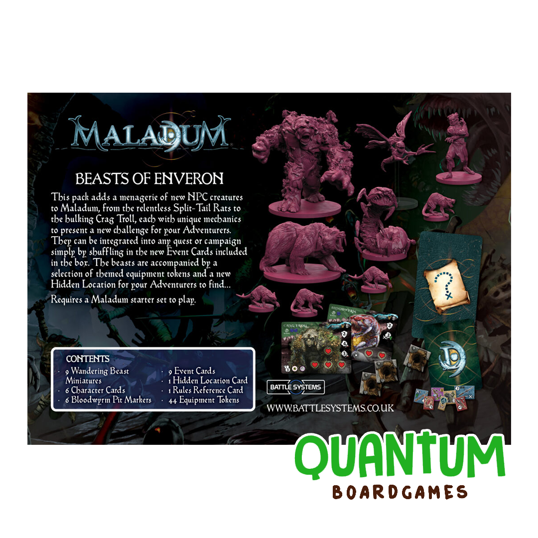 Maladum Beasts of Enveron Expansion - Miniaturas de criaturas y componentes de juego