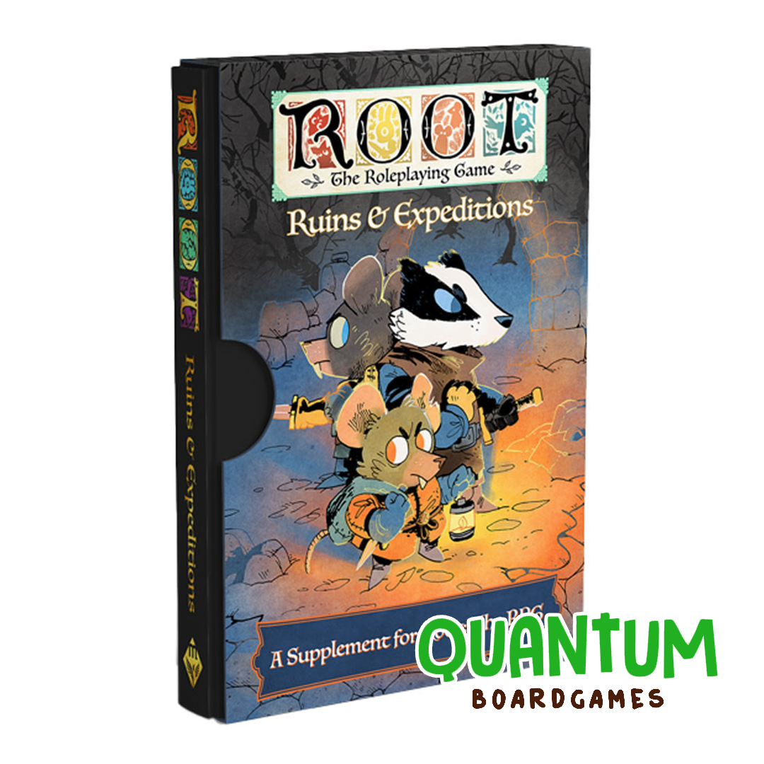 Root RPG Ruins and Expeditions Deluxe Edition caja componentes juego de rol