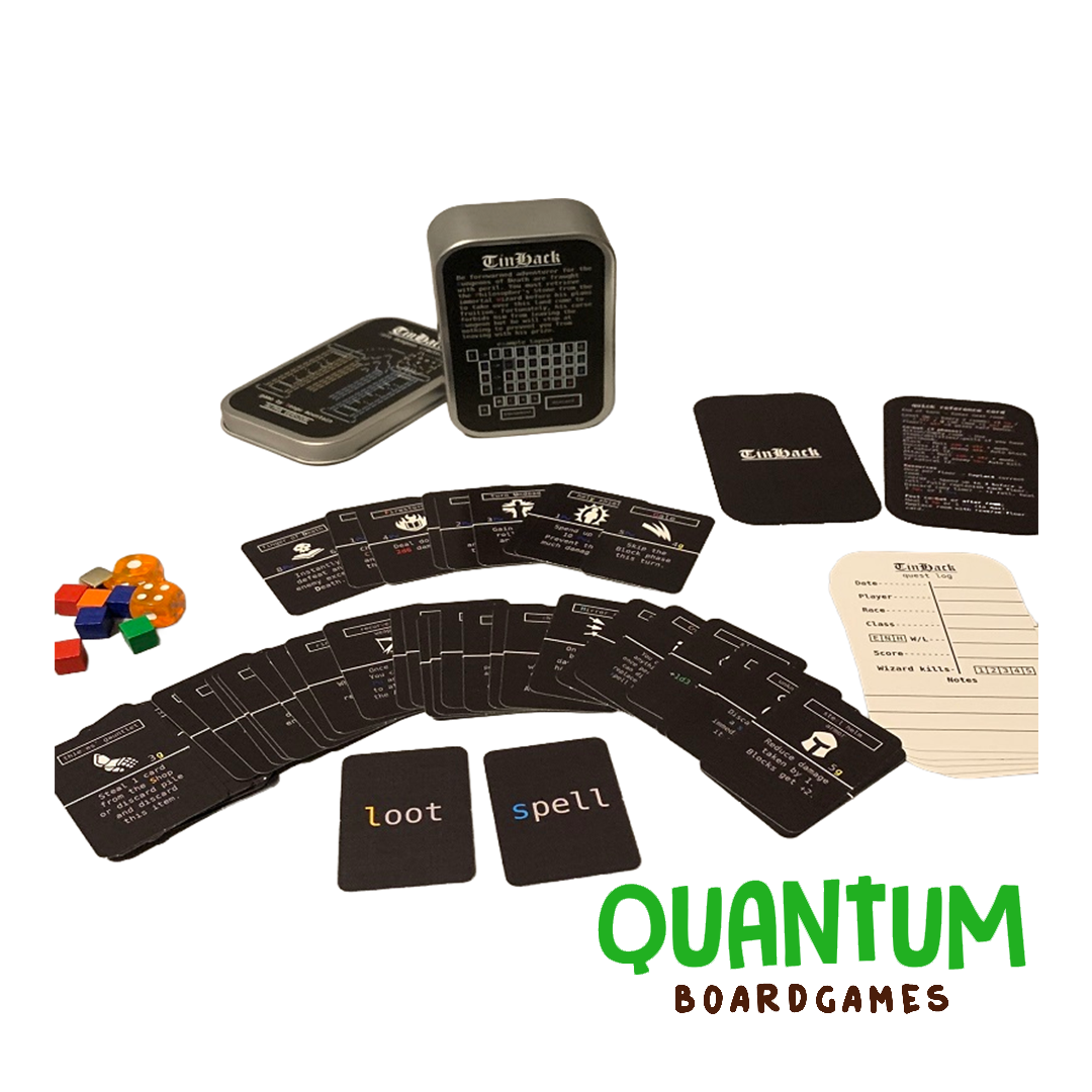 TinHack juego de mesa roguelike en lata por Tengu Mountain, juego solitario de aventura