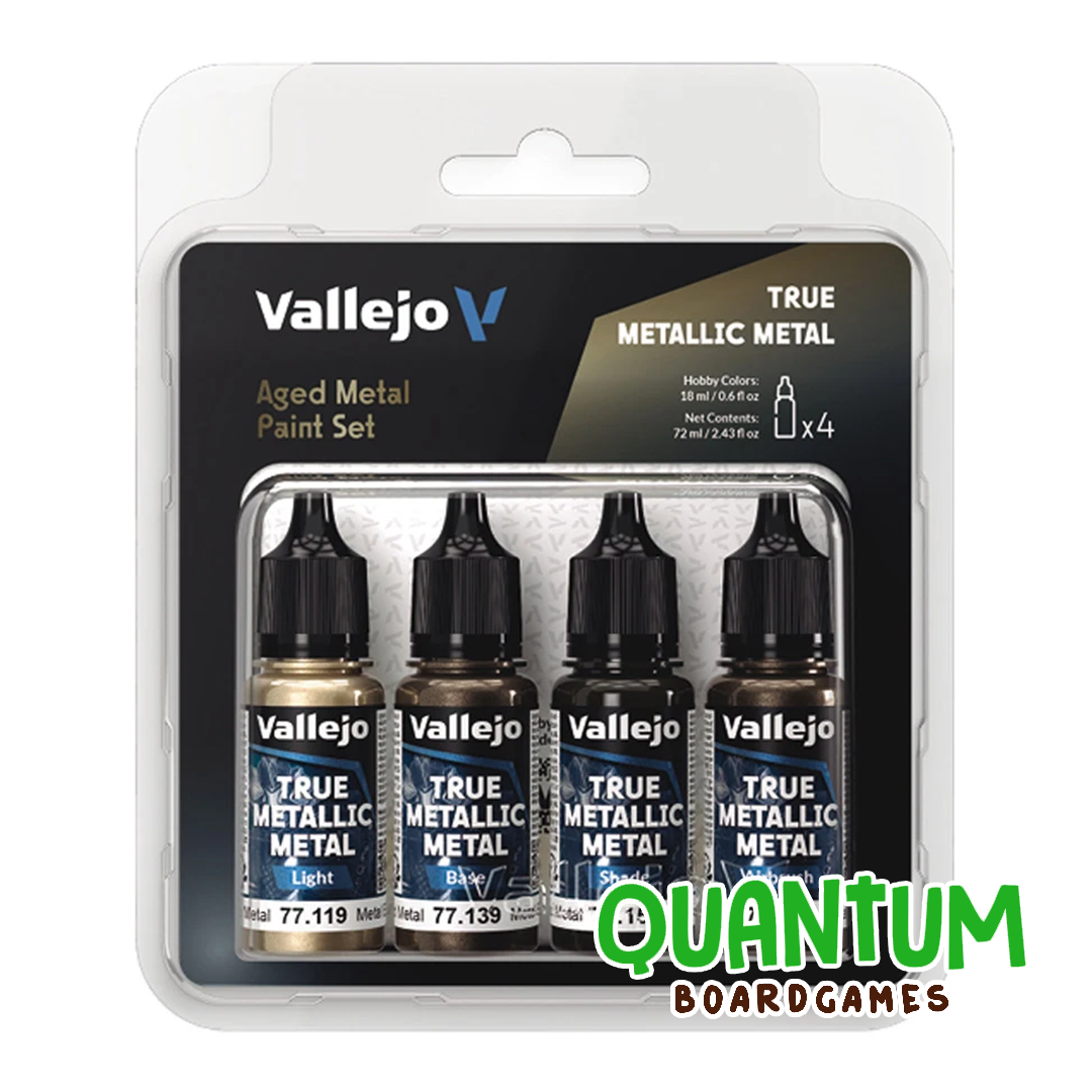 Vallejo True Metallic Aged Metal Set - Pintura metálica efecto envejecido 4 colores para miniaturas