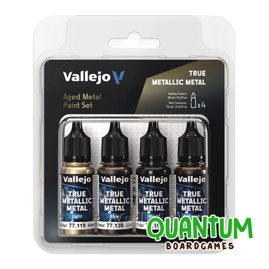 Vallejo True Metallic Aged Metal Set - Pintura metálica efecto envejecido 4 colores para miniaturas