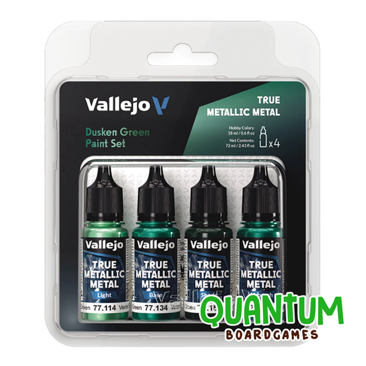 Set de 4 Pinturas Metálicas Vallejo True Metallic Dusken Green para miniaturas wargames